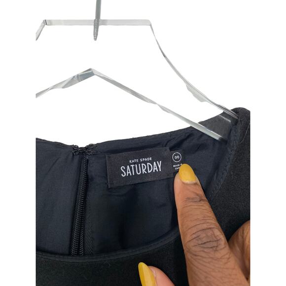 Kate Spade Saturday Black Short Sleeve Wool Blend Buckle Over Mini Dress Size 00 - Picture 7 of 10